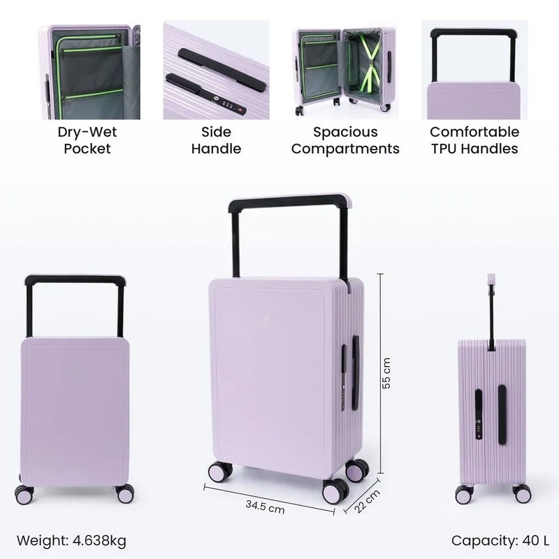 20inch Cabin Trolley Bag - Lightweight, Water Resistant | TSA Lock | 40L | Purple