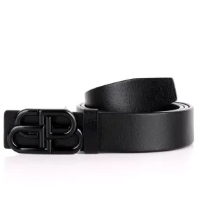 Balenciaga Black Logo Designed Quality Leather Black Belt