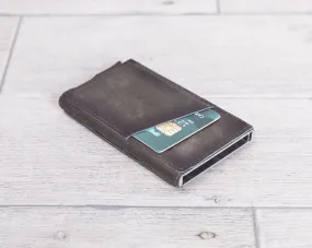 Burnished Gray Leather Minimalist Card Holder