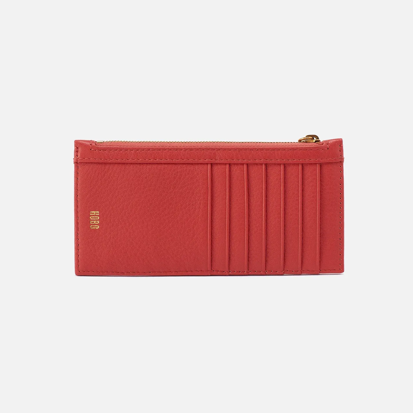 Carte Card Case In Pebbled Leather - Red Clay