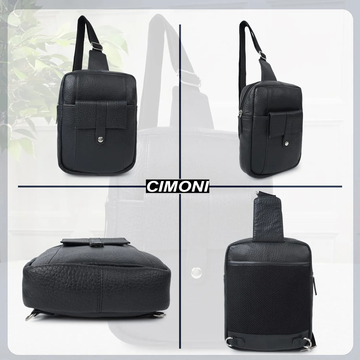 CIMONI® Premium Genuine Leather Sling Bag Stylish Unique Design Side Purse Daytrip Bag Short Trip Trendy Travel Crossbody Bag