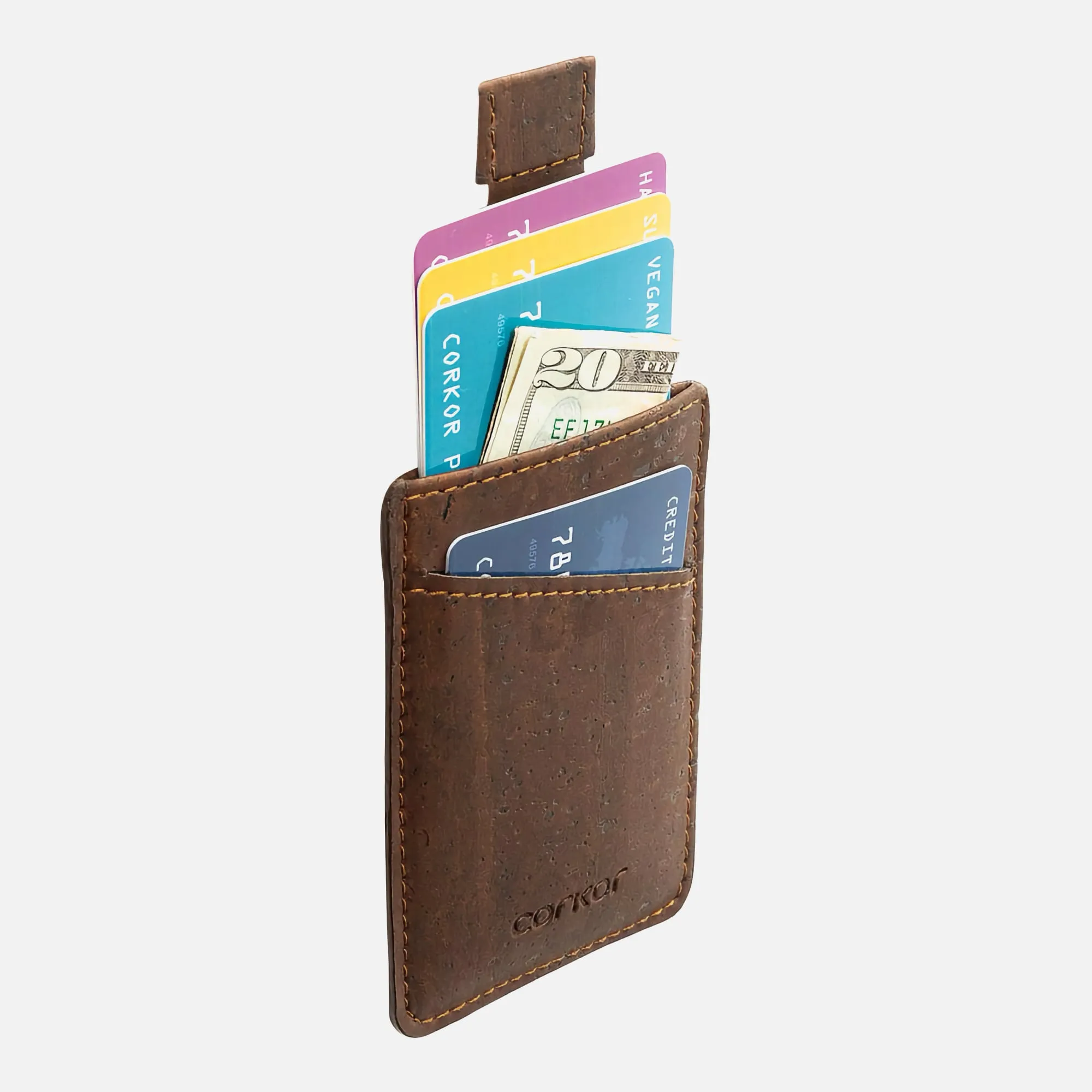 Corkor Vegan Cork Card Sleeve Wallet, Dark Brown