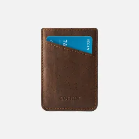 Corkor Vegan Cork Card Sleeve Wallet, Dark Brown