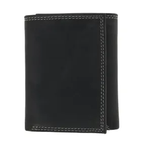 CTM® Men's Leather Contrast Stitch Trifold Wallet