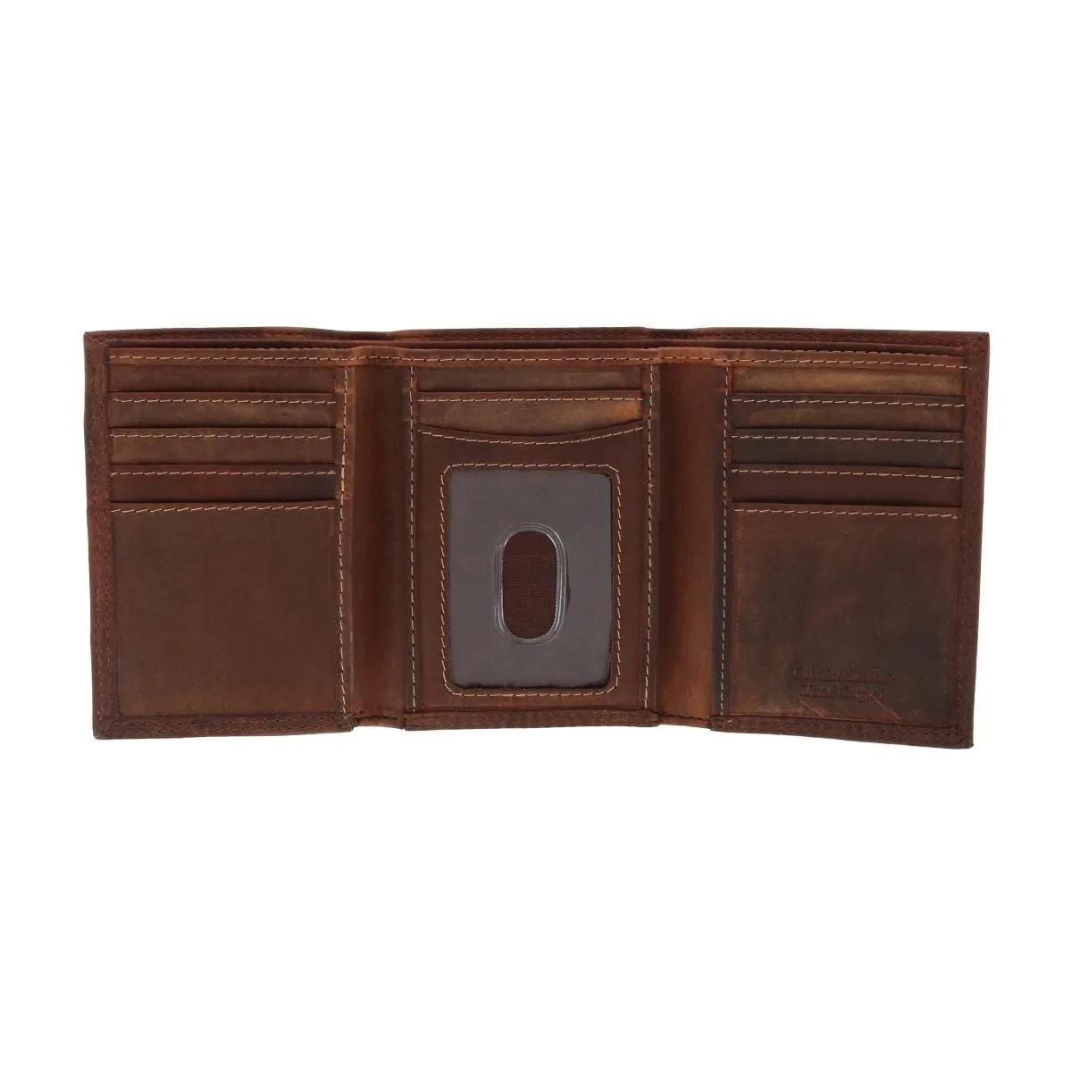 CTM® Men's Leather Contrast Stitch Trifold Wallet