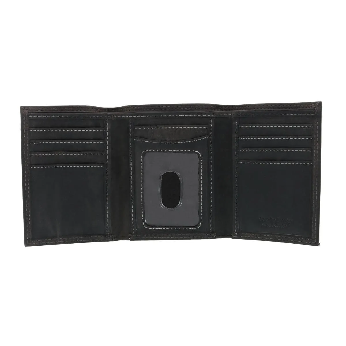 CTM® Men's Leather Contrast Stitch Trifold Wallet