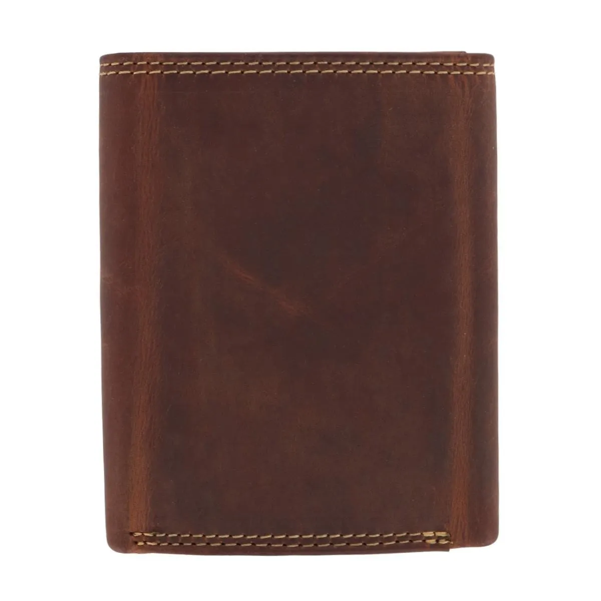 CTM® Men's Leather Contrast Stitch Trifold Wallet