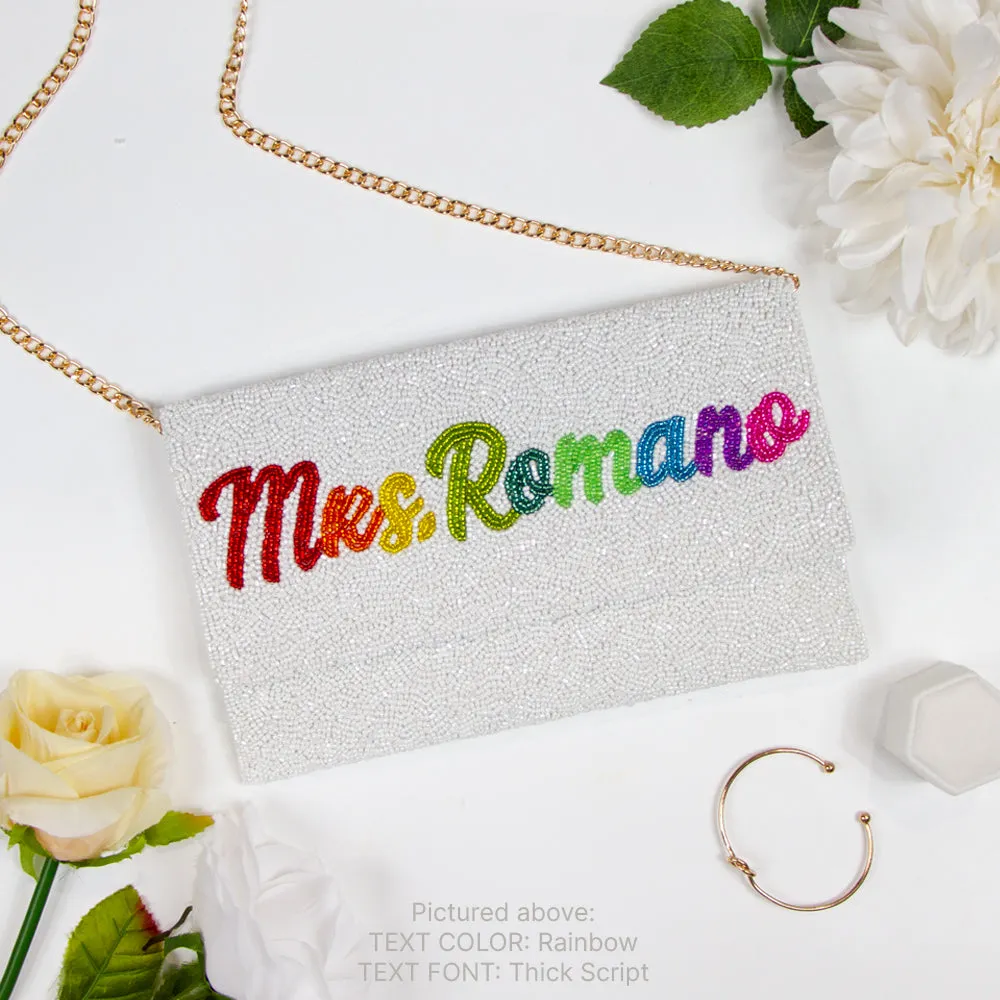 Custom Mrs Last Name Rainbow Clutch Bag Gift (LHFC)