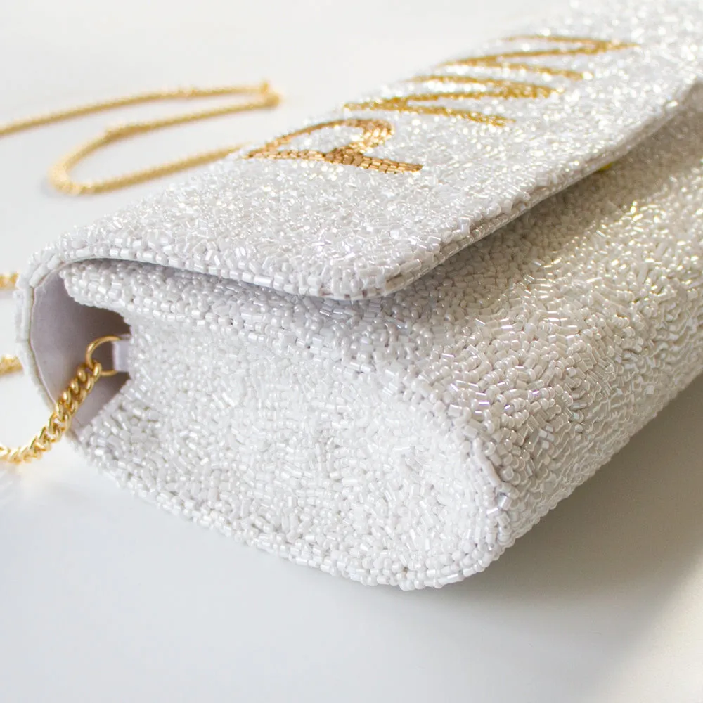 Custom Name Seed Bead Bachelorette Clutch Purse