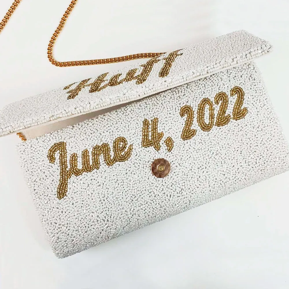 Custom Name Seed Bead Bachelorette Clutch Purse