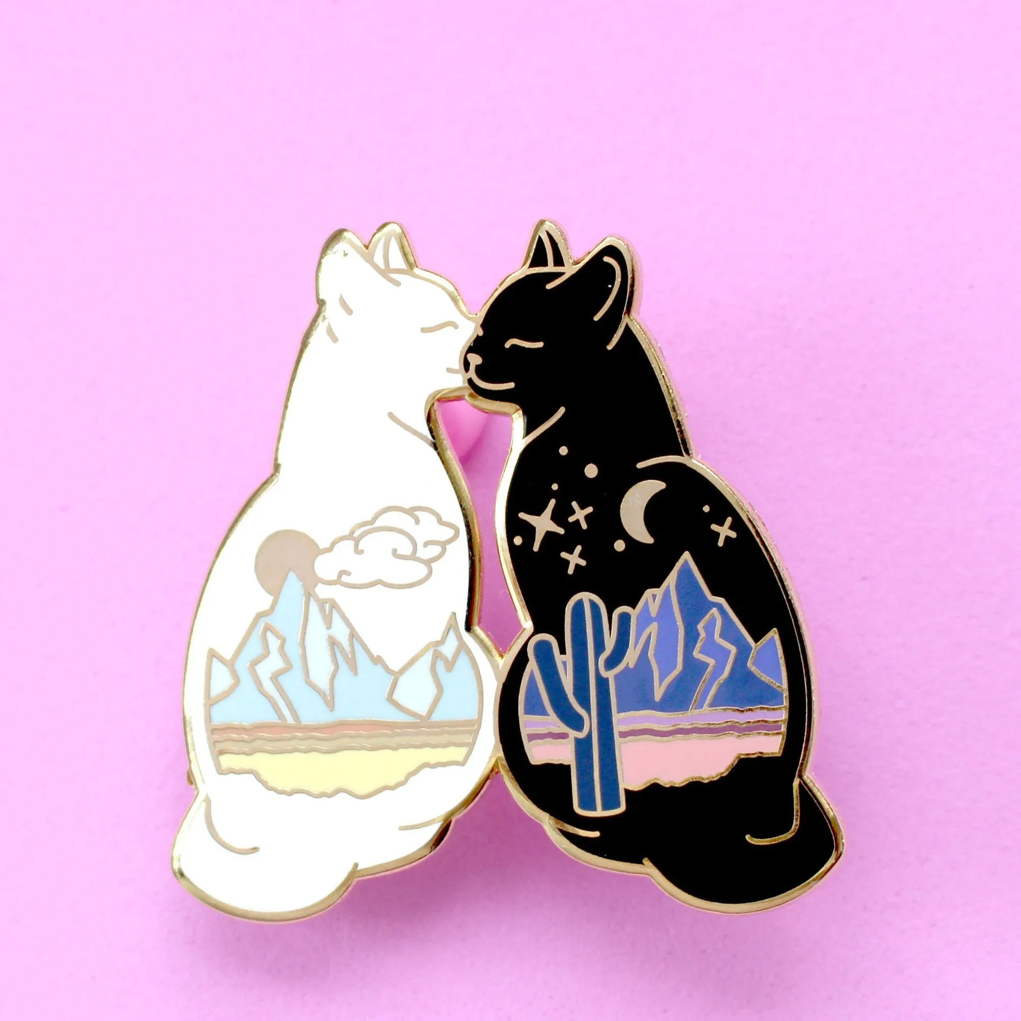 Desert Cats Kissing Enamel Pin | Artist-Designed Hard Enamel Pin