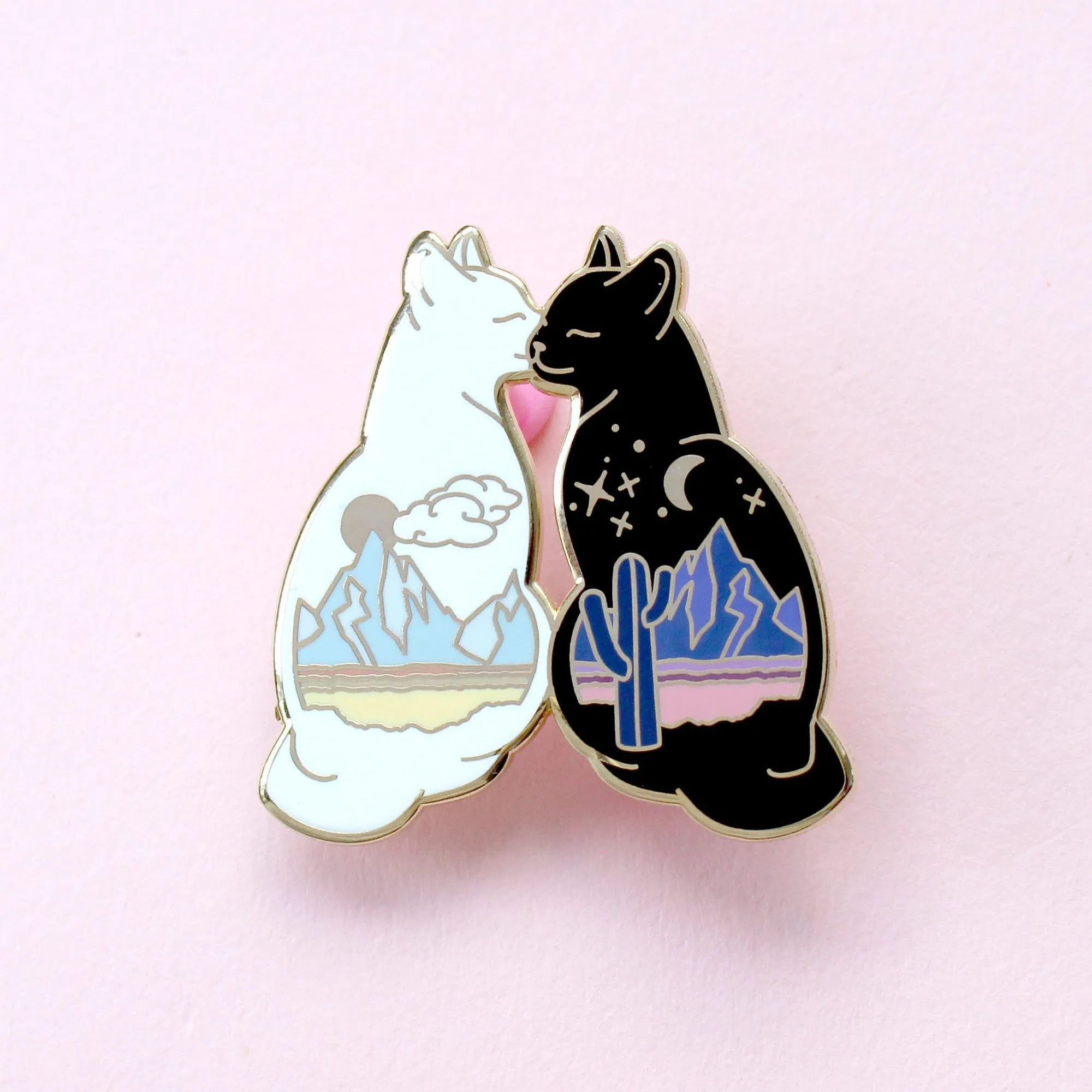 Desert Cats Kissing Enamel Pin | Artist-Designed Hard Enamel Pin