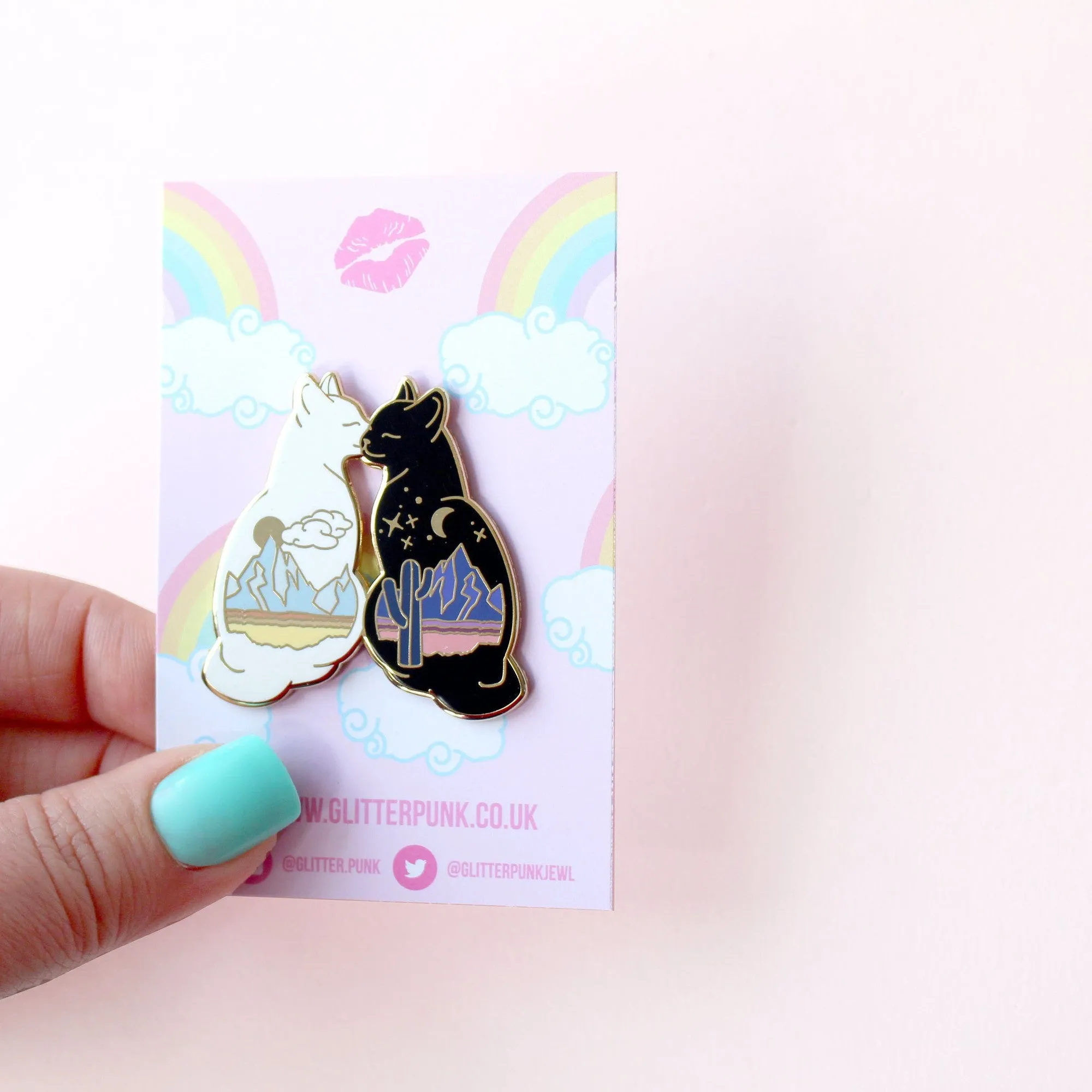 Desert Cats Kissing Enamel Pin | Artist-Designed Hard Enamel Pin