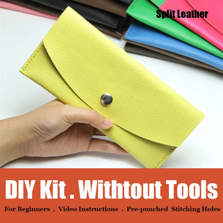 DIY Leather Wallets Kit DIY Pink Eco Leather Projects DIY Minimalist Leather Wallet DIY Leather Womens Wallet Kit