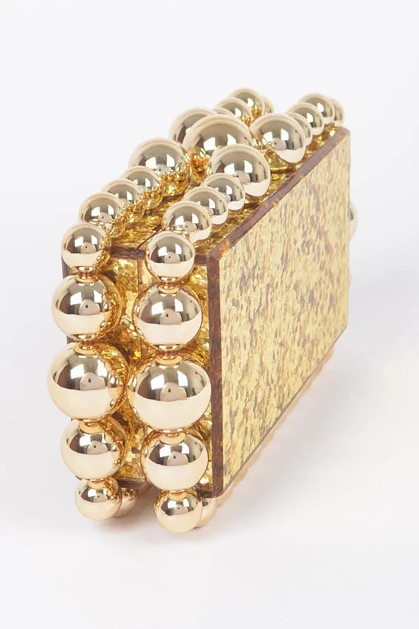 Exclusive Style Gold Glitter Acrylic Box Clutch