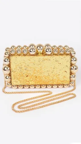 Exclusive Style Gold Glitter Acrylic Box Clutch