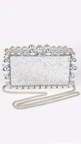 Exclusive Style Silver Glitter Acrylic Box Clutch