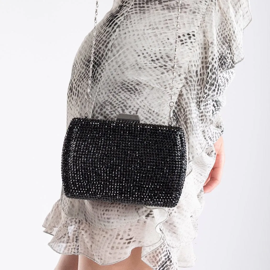 Francisca Vegan Glitter Clutch | Black