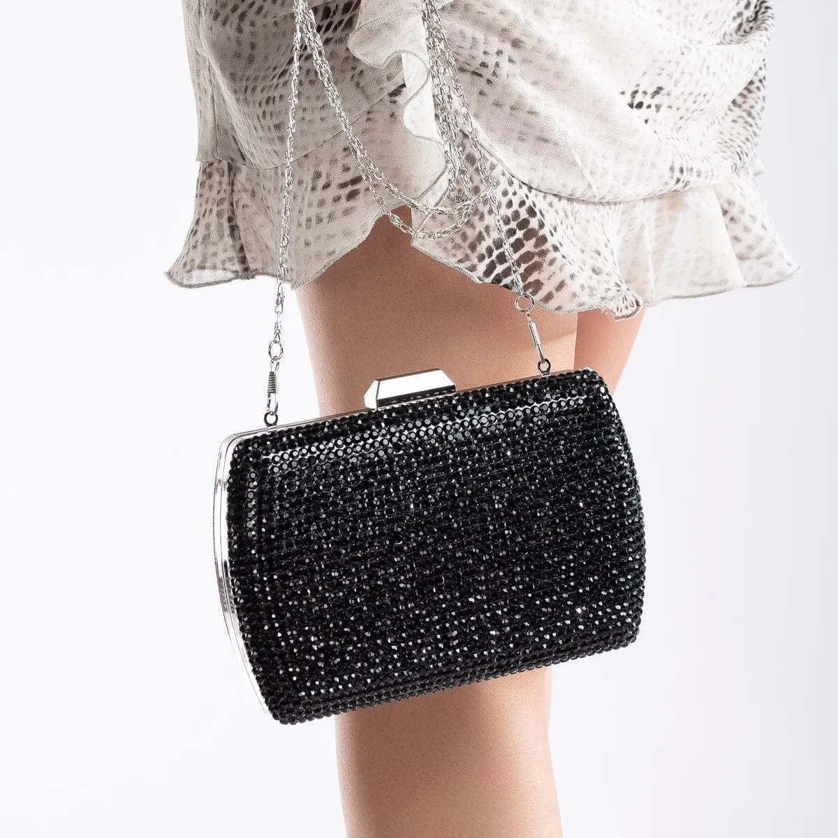 Francisca Vegan Glitter Clutch | Black