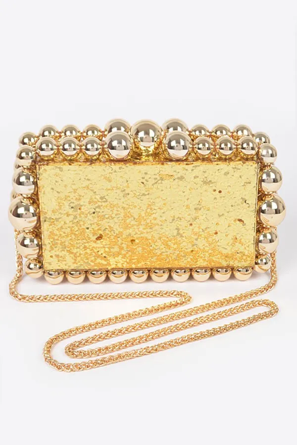 Gold Glitter Acrylic Case Clutch