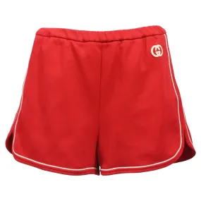 Gucci Interlocking G Track Shorts in Red Cotton