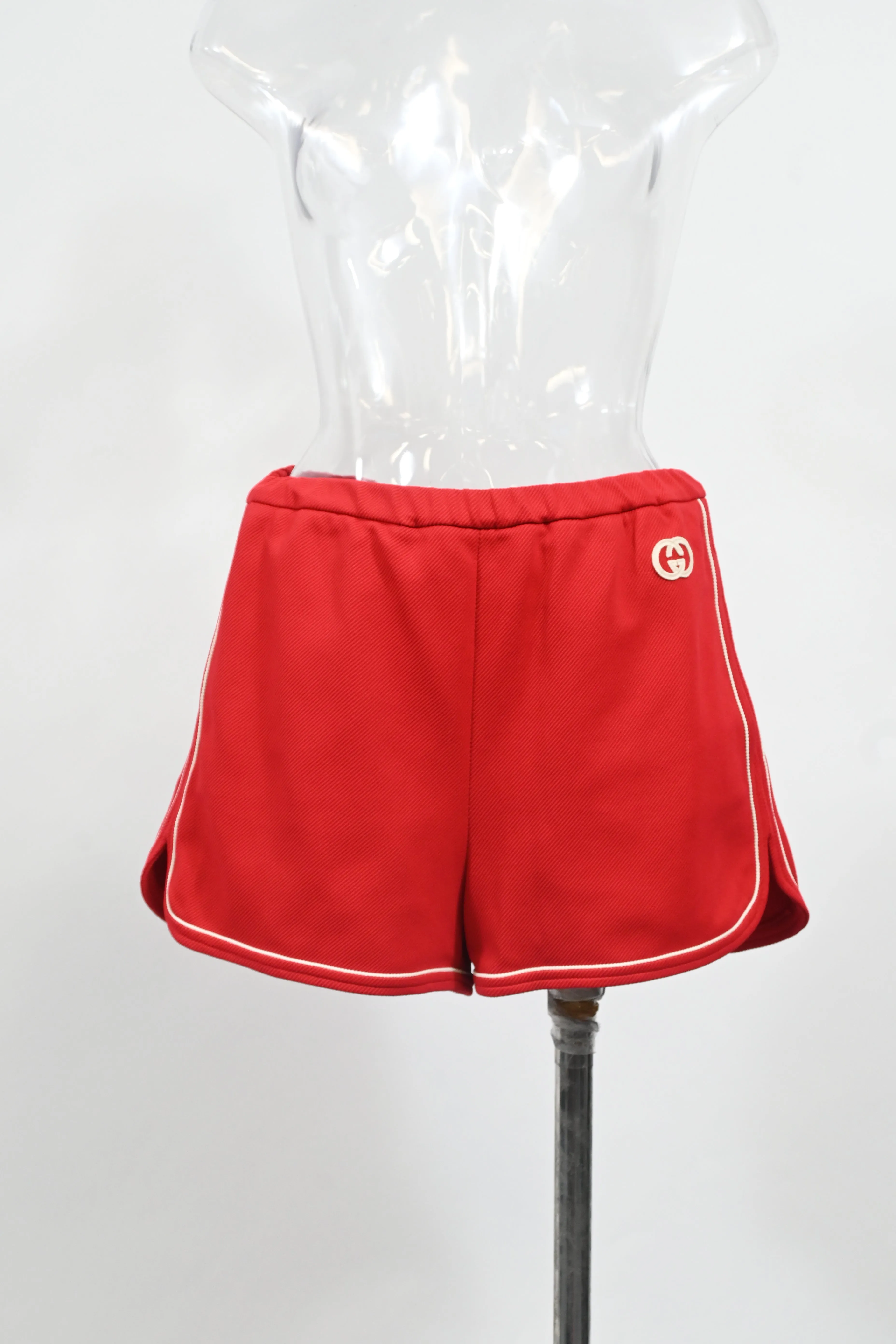 Gucci Interlocking G Track Shorts in Red Cotton