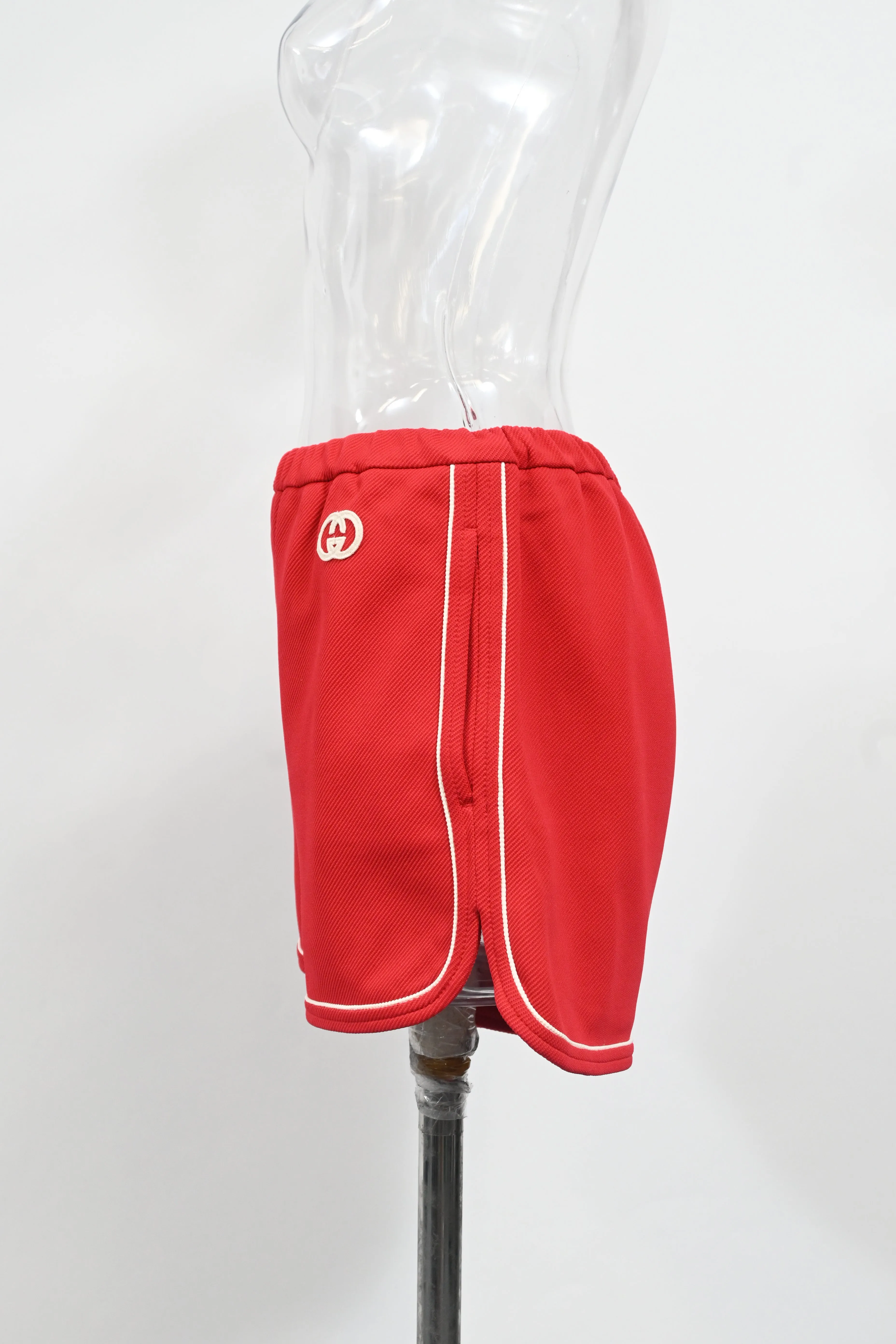 Gucci Interlocking G Track Shorts in Red Cotton