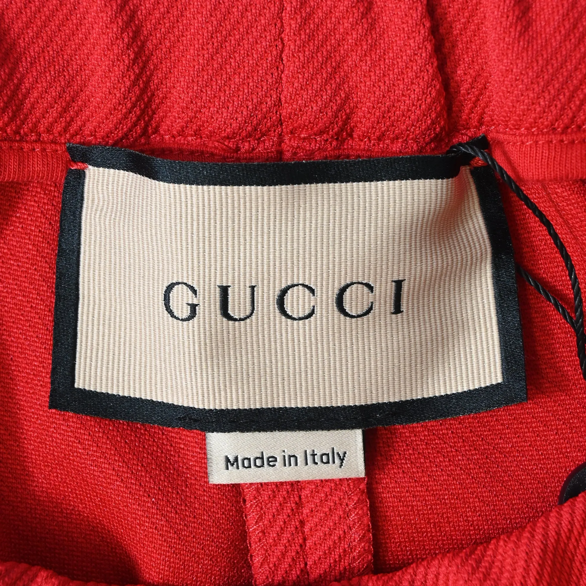 Gucci Interlocking G Track Shorts in Red Cotton