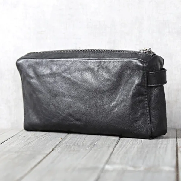 Handmade Womens Leather Wallet Purse Black Leather Clutch for Women