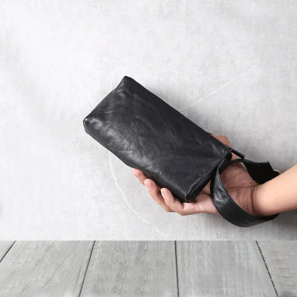 Handmade Womens Leather Wallet Purse Black Leather Clutch for Women