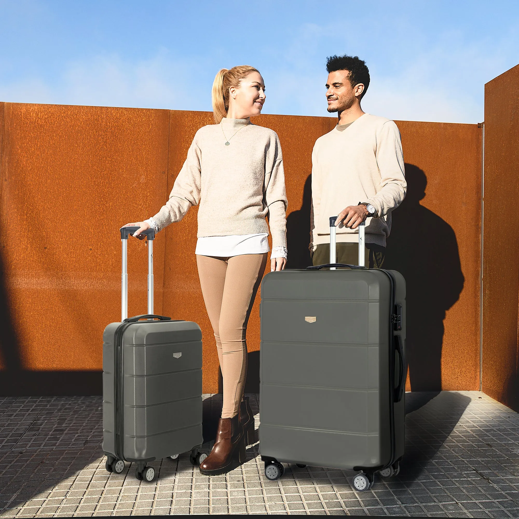 Jetset 3pc Suitcase Set in Gunmetal Grey