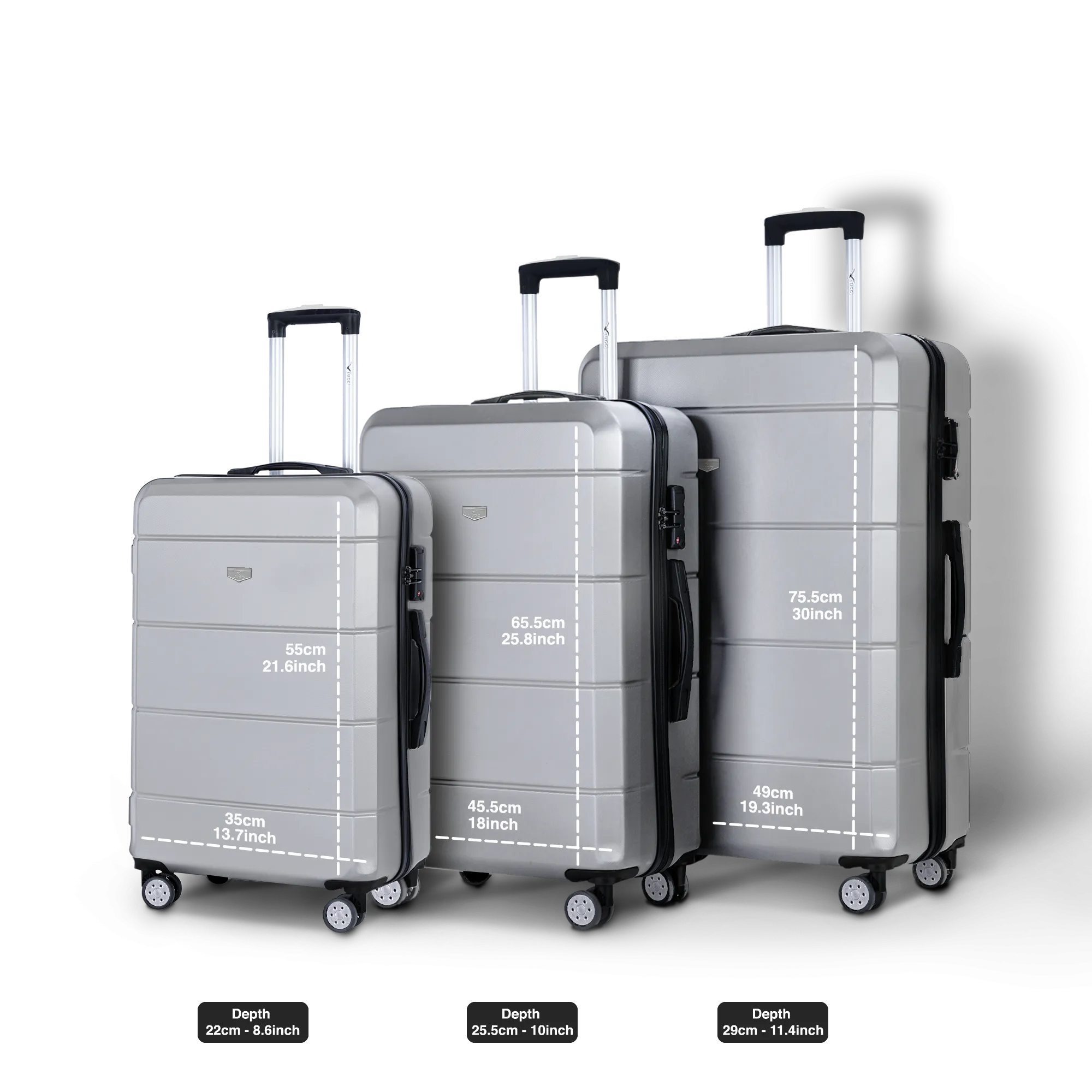 Jetset 3pc Suitcase Set in Silver