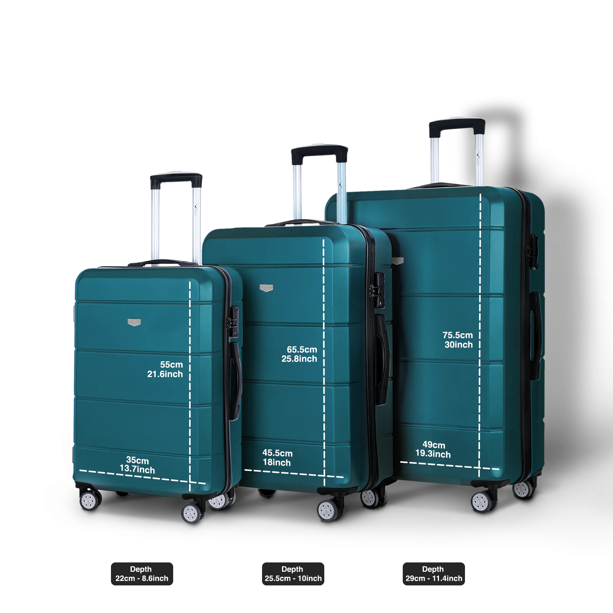 Jetset 3pc Suitcase Set in Teal