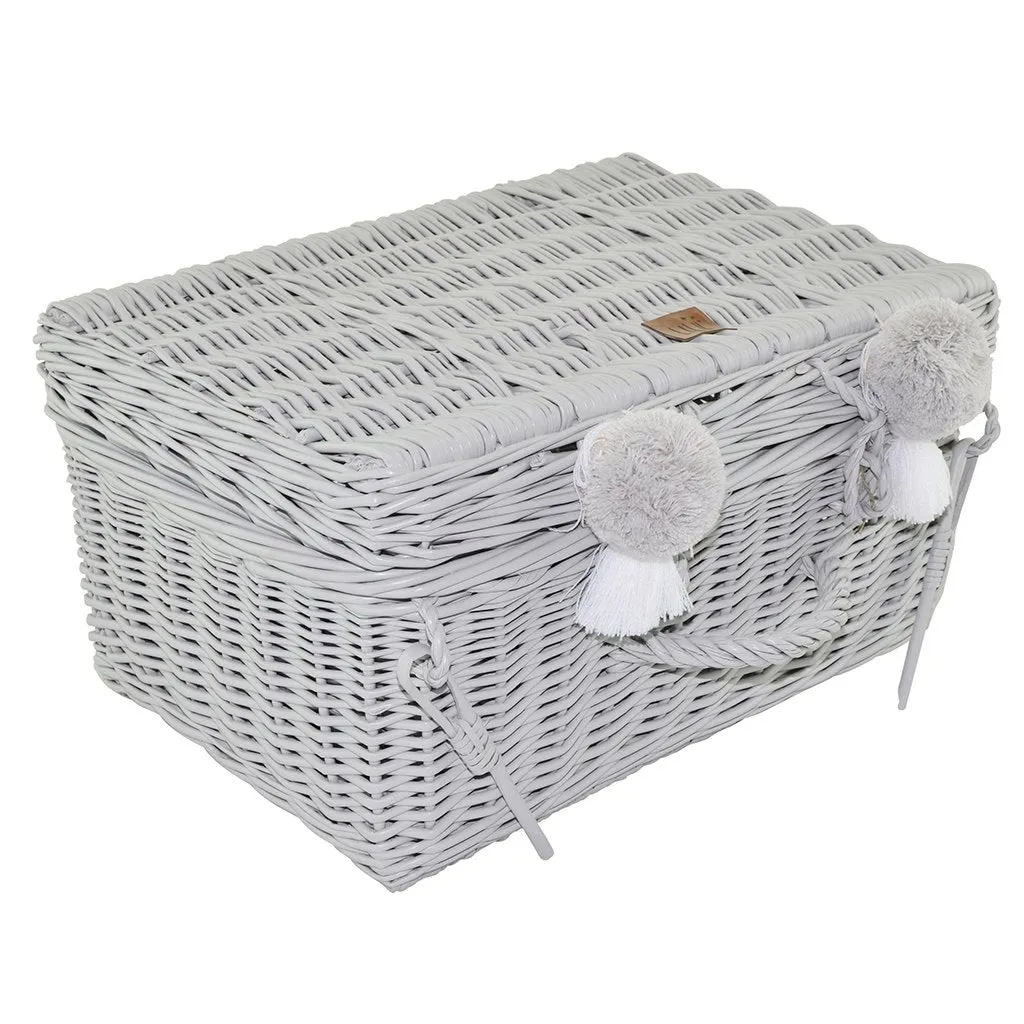 Large Wicker Suitcase - Grey