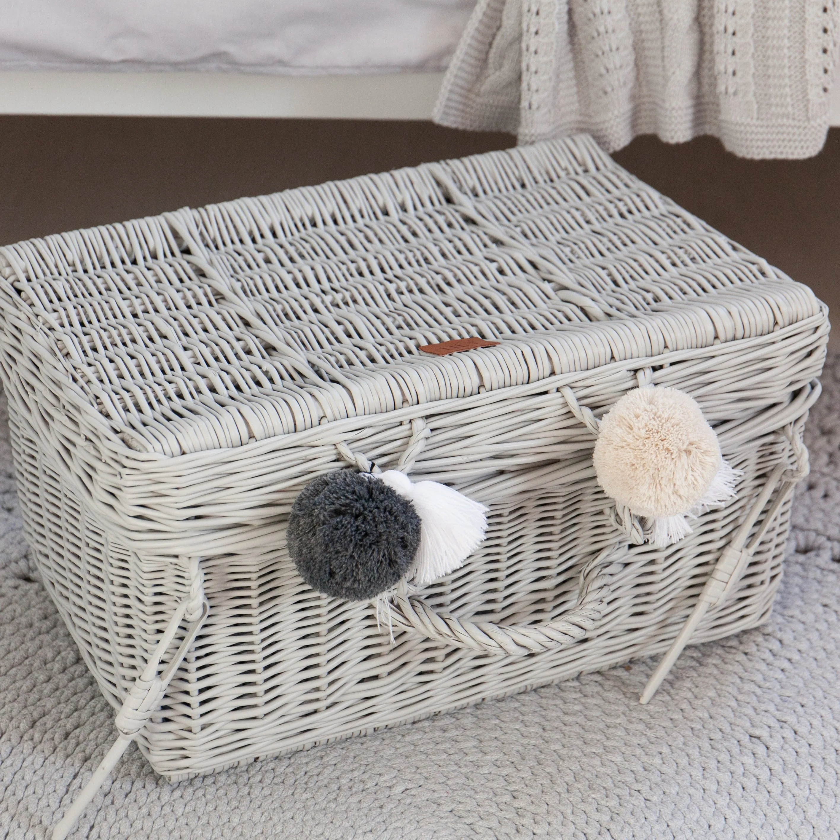 Large Wicker Suitcase - Grey