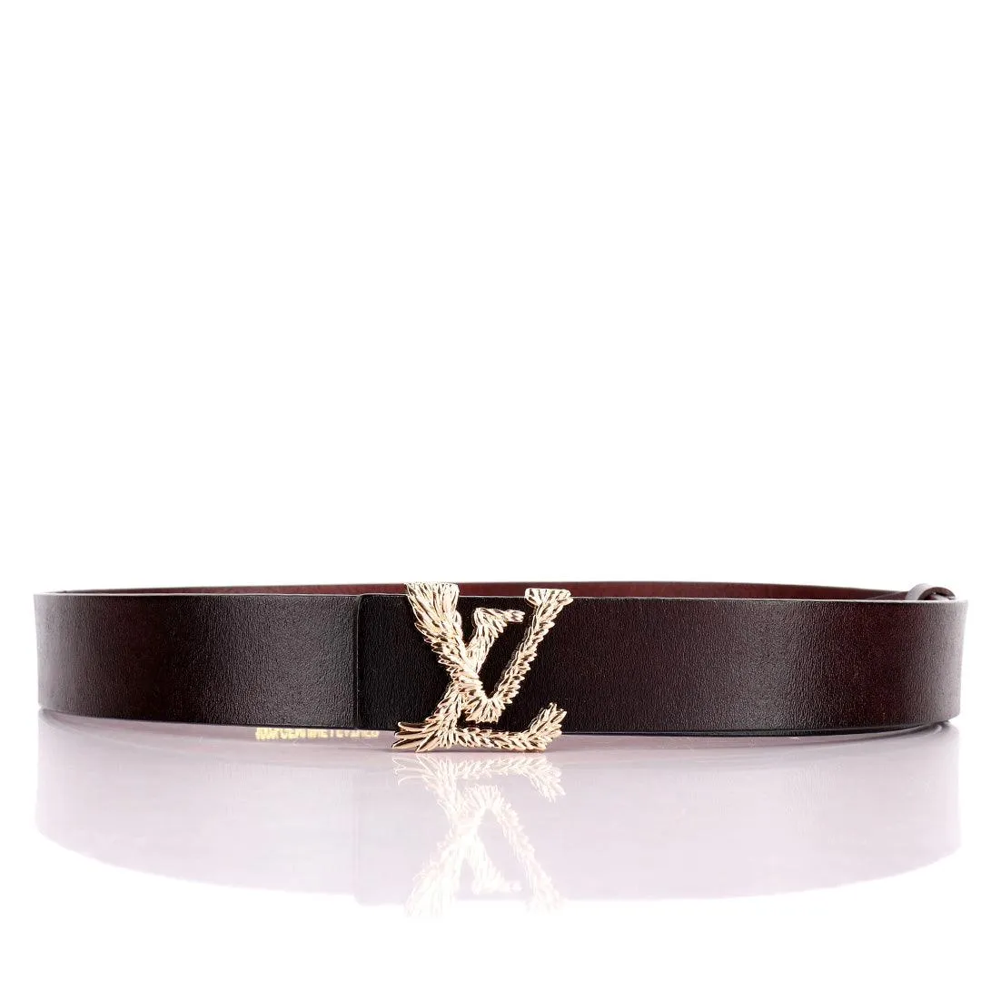 LV  Crafted Logo Designed Luxurious Men's Leather Belt- Brown