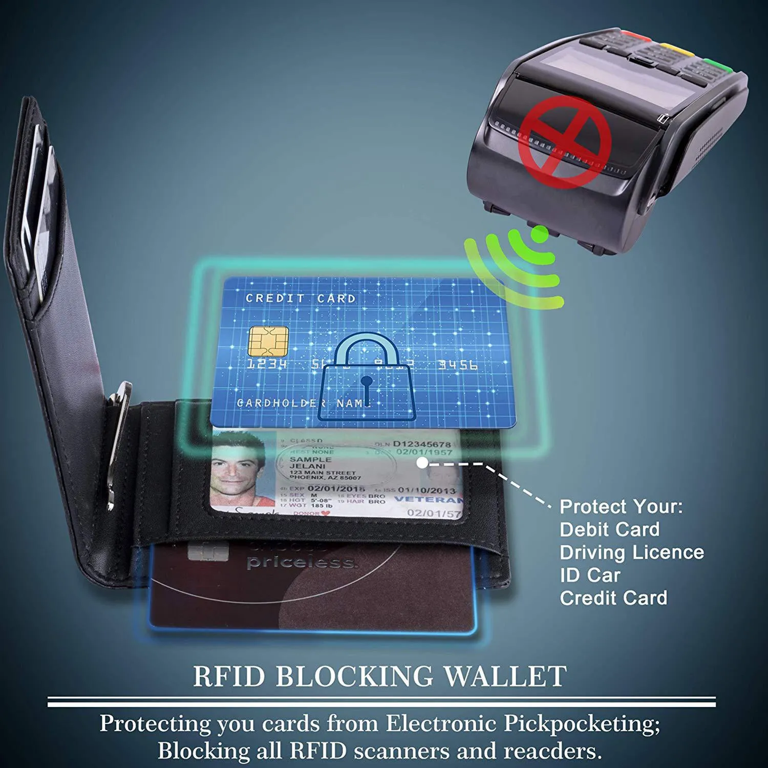 Men-RFID Blocking-Bifold Genuine Leather-Minimalist Front Pocket-Mens Wallet with Money Clip Slim Wallet