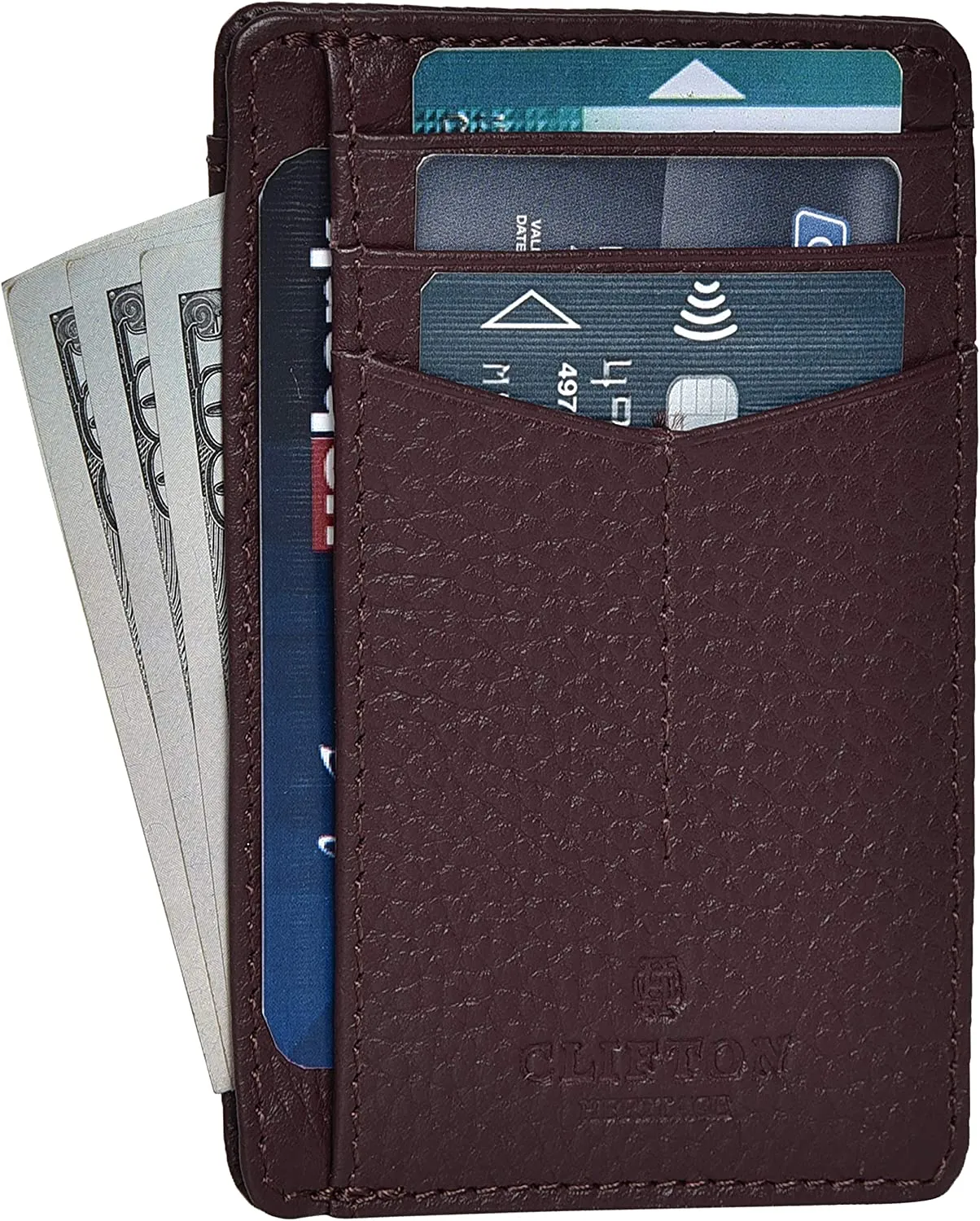 Minimalist Wallets for Men RFID Blocking Real Leather Slim Front Pocket Wallet