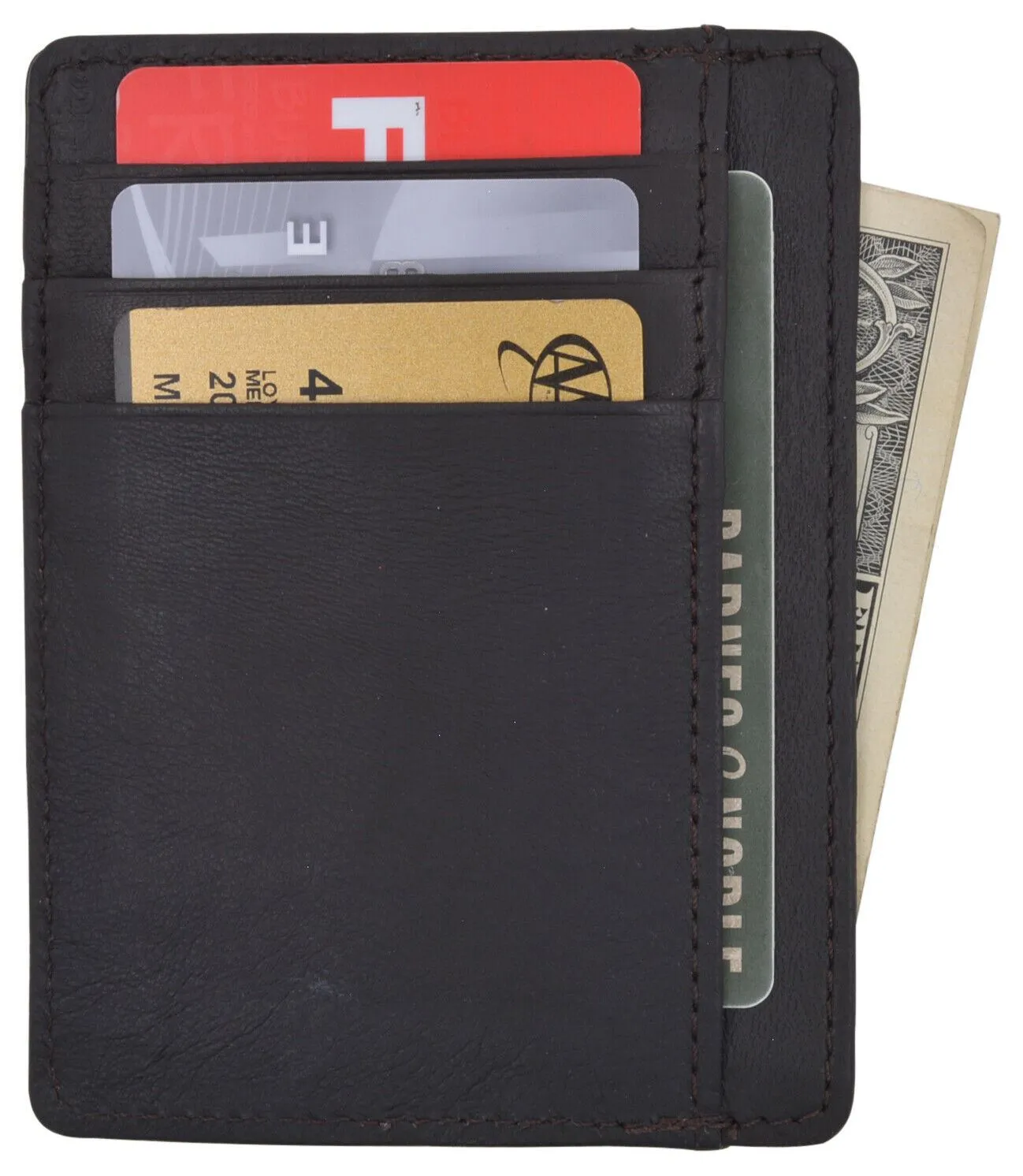 New Genuine Leather Slim Card Holder Wallets For Men - Minimalist RFID Blocking