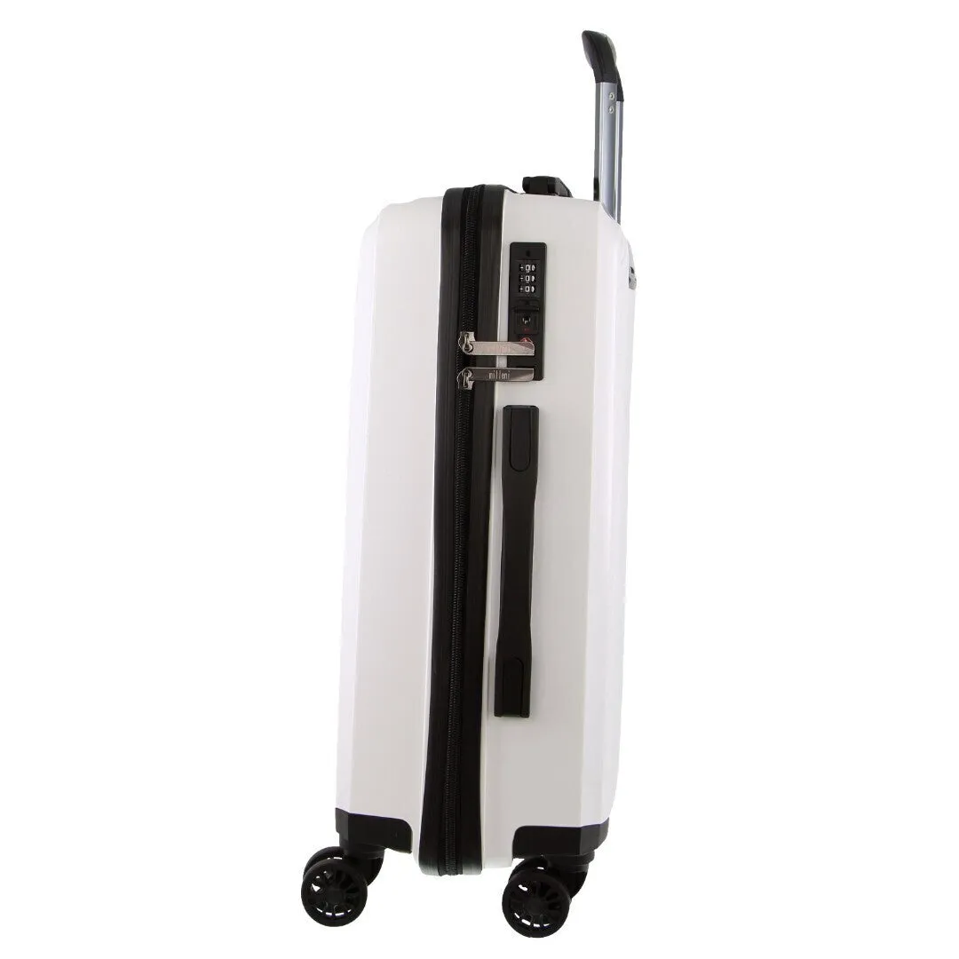 Pierre Cardin Inspired Milleni Cabin Luggage Bag Travel Carry On Suitcase 54cm (39L) - White