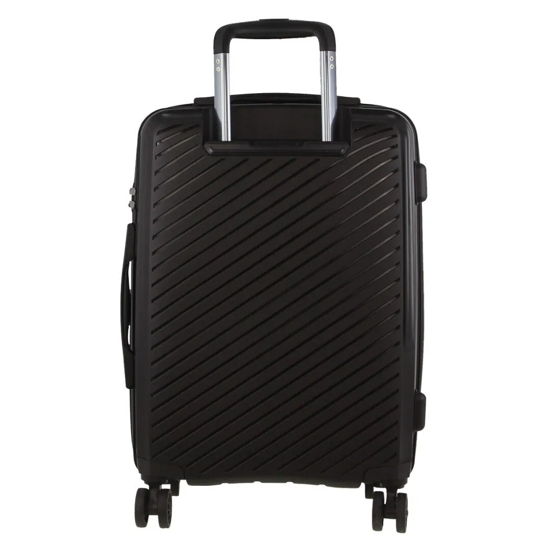 Pierre Cardin Inspired Milleni Hardshell 3-Piece Luggage Bag Set Travel Suitcase - Black