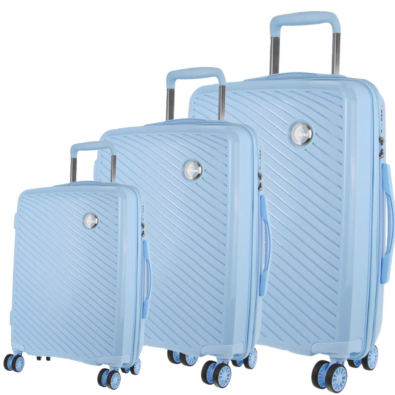 Pierre Cardin Inspired Milleni Hardshell 3-Piece Luggage Bag Set Travel Suitcase - Blue