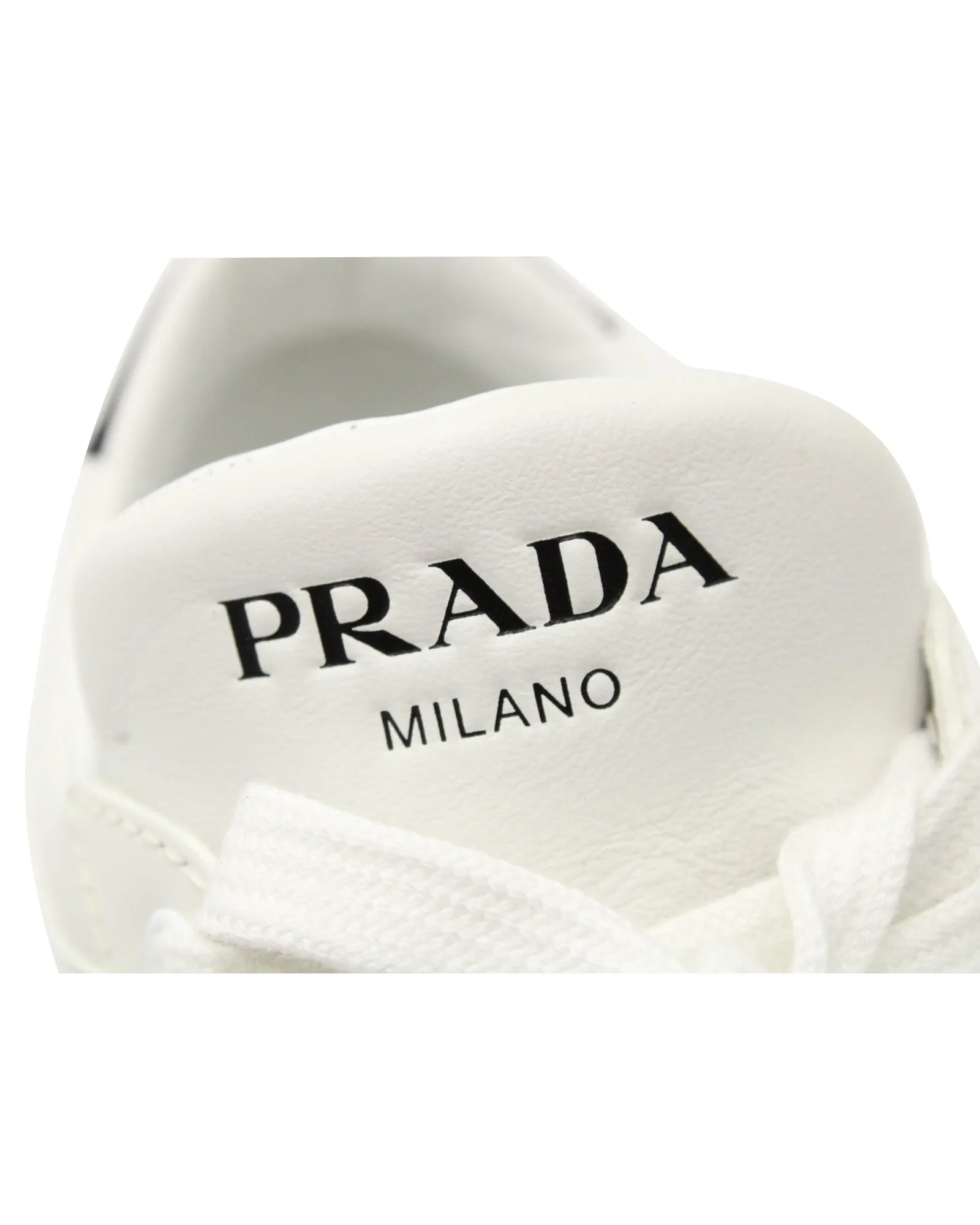 Prada Downtown Perforated Sneakers in White Leather