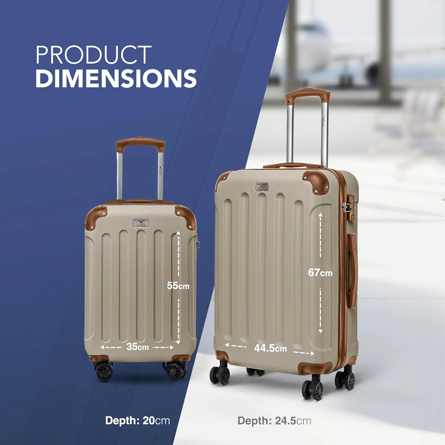 Skywander 2pc 20in & 24in Suitcase - Cream/Brown