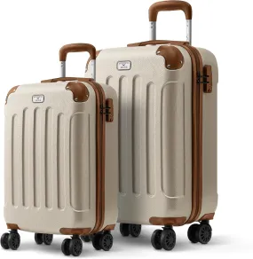 Skywander 2pc 20in & 24in Suitcase - Cream/Brown