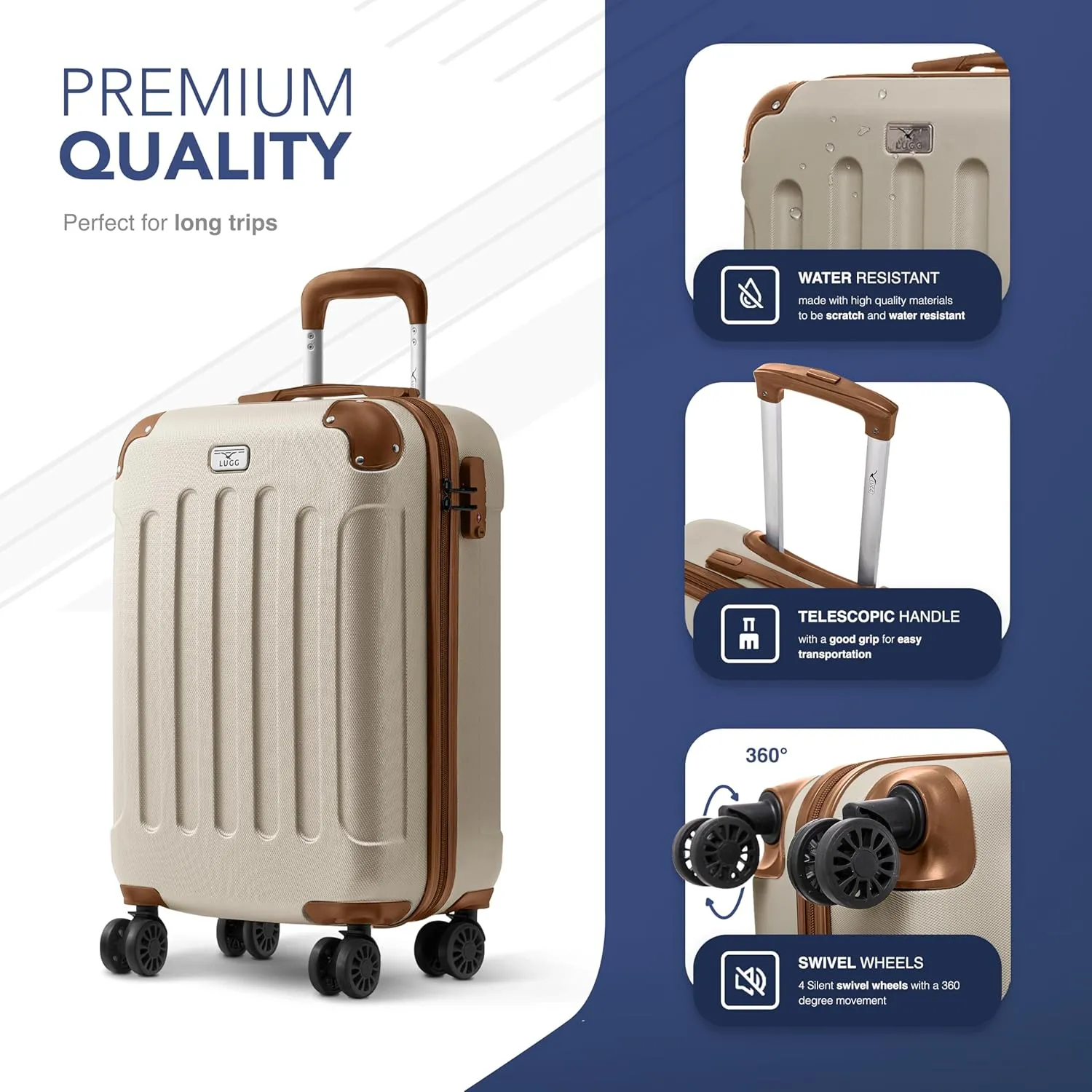 Skywander 2pc 20in & 24in Suitcase - Cream/Brown