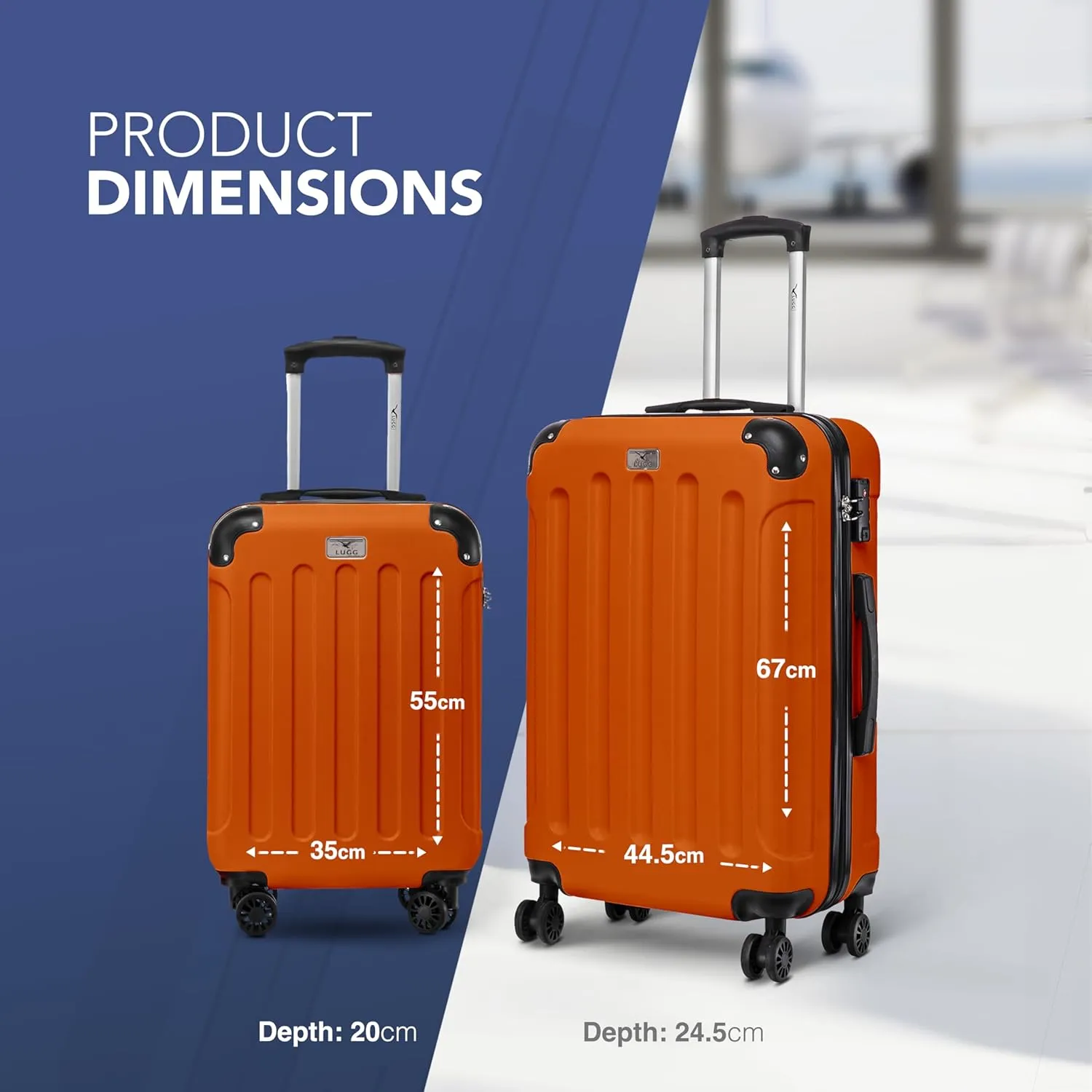 Skywander 2pc 20in & 24in Suitcase -  Orange