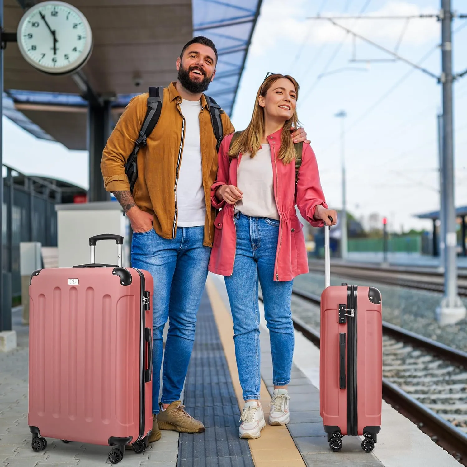 Skywander 2pc 20in & 24in Suitcase -  Rose Gold