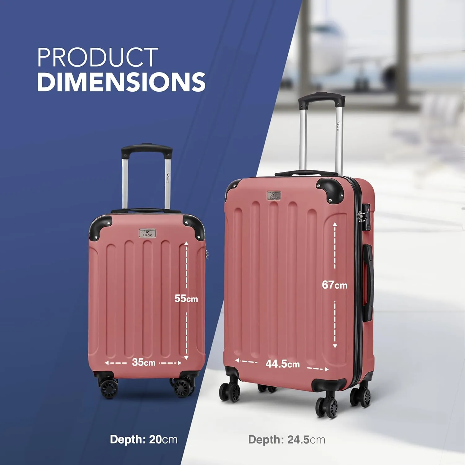 Skywander 2pc 20in & 24in Suitcase -  Rose Gold