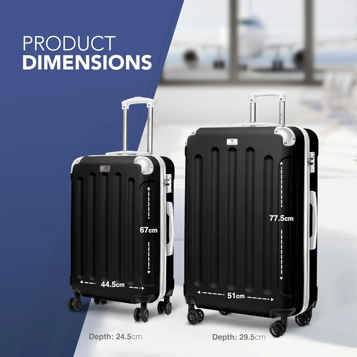 Skywander 2pc 24in & 28in Suitcase - Black/White